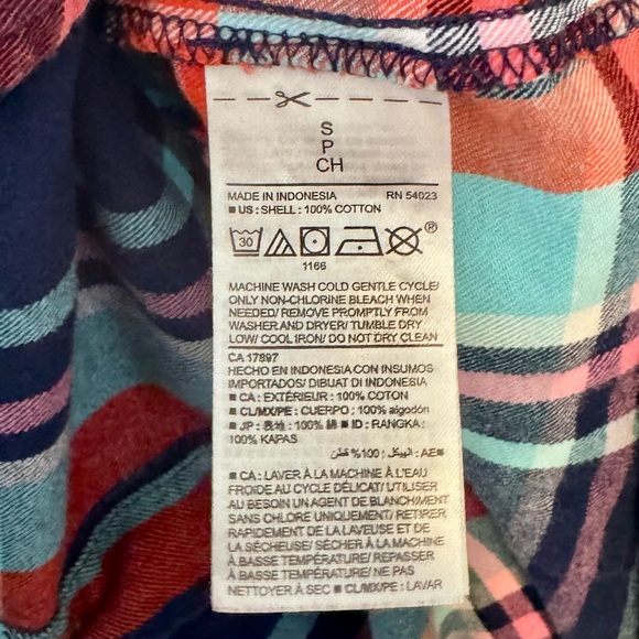 Old Navy | The Boyfriend Shirt, Flannel, Red & Blue Plaid, Size S -GUC - Picture 6 of 7